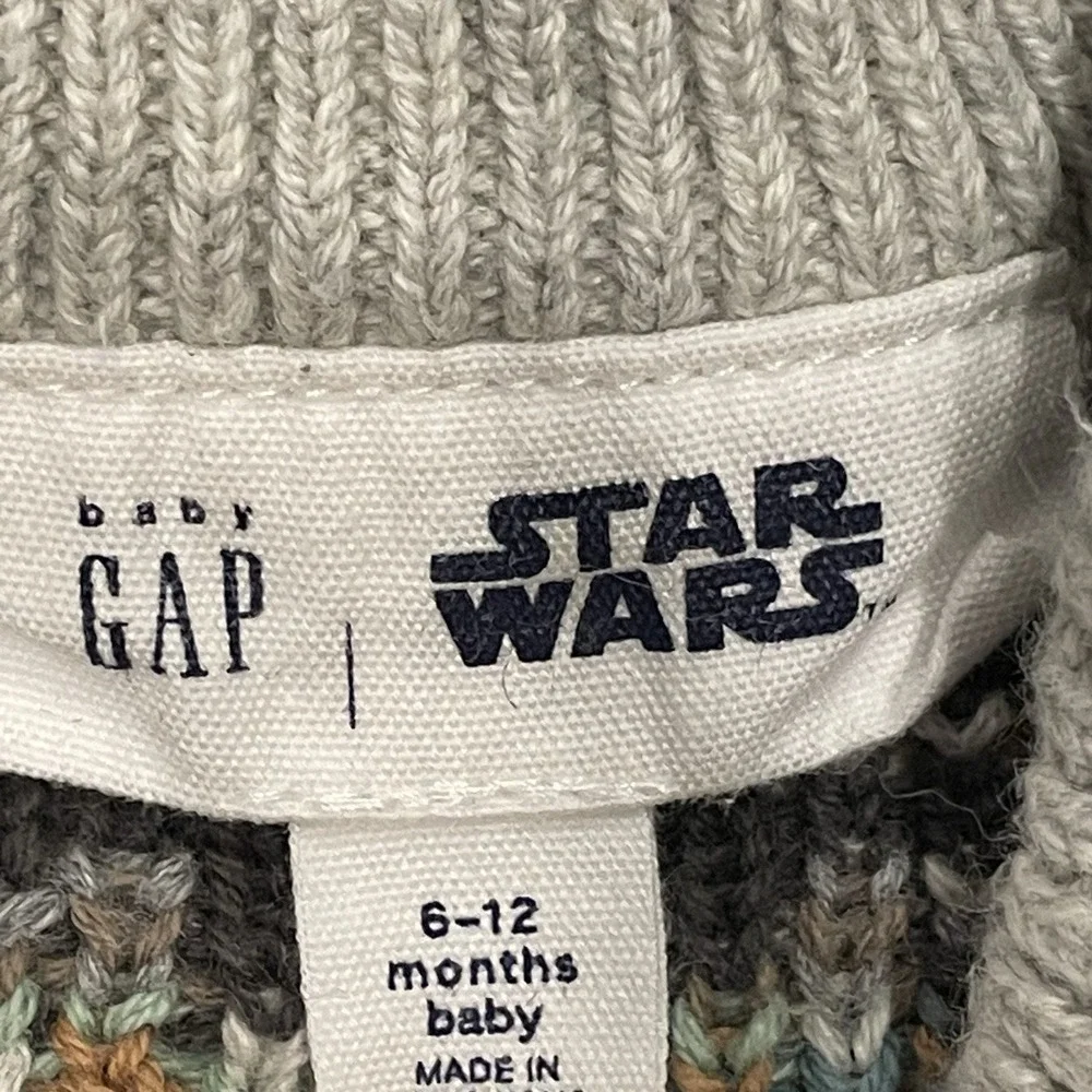 Baby Gap Star Wars Boys Sweater 6-12M Fair Isle Yoda Long Sleeves